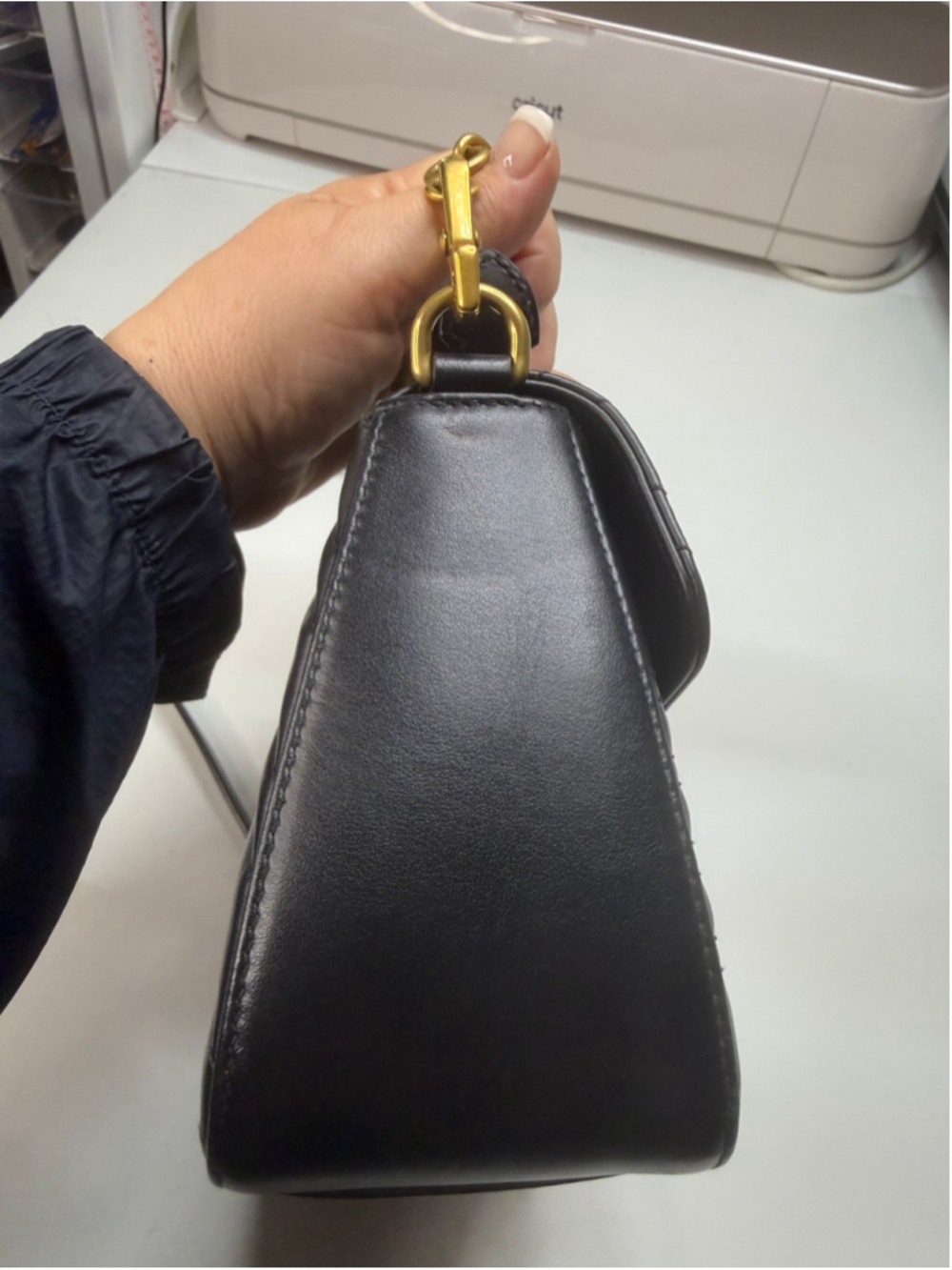 Women's Gucci Marmont Small Top Handle Bag in Black and Gold - Picture 9 of 16
